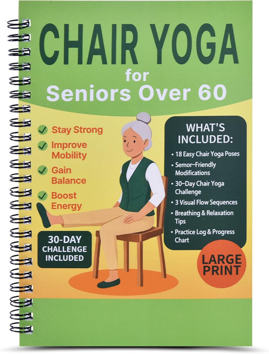 Chair Yoga for Seniors Over 60 Book & Chart – 30-Day Challenge, Gentle Seated Yoga Guide, Chair Yoga for Weight Loss & Flexibility, Senior Chair Exercises for Women & Men，Top Choice for Family Gifts (Purple)