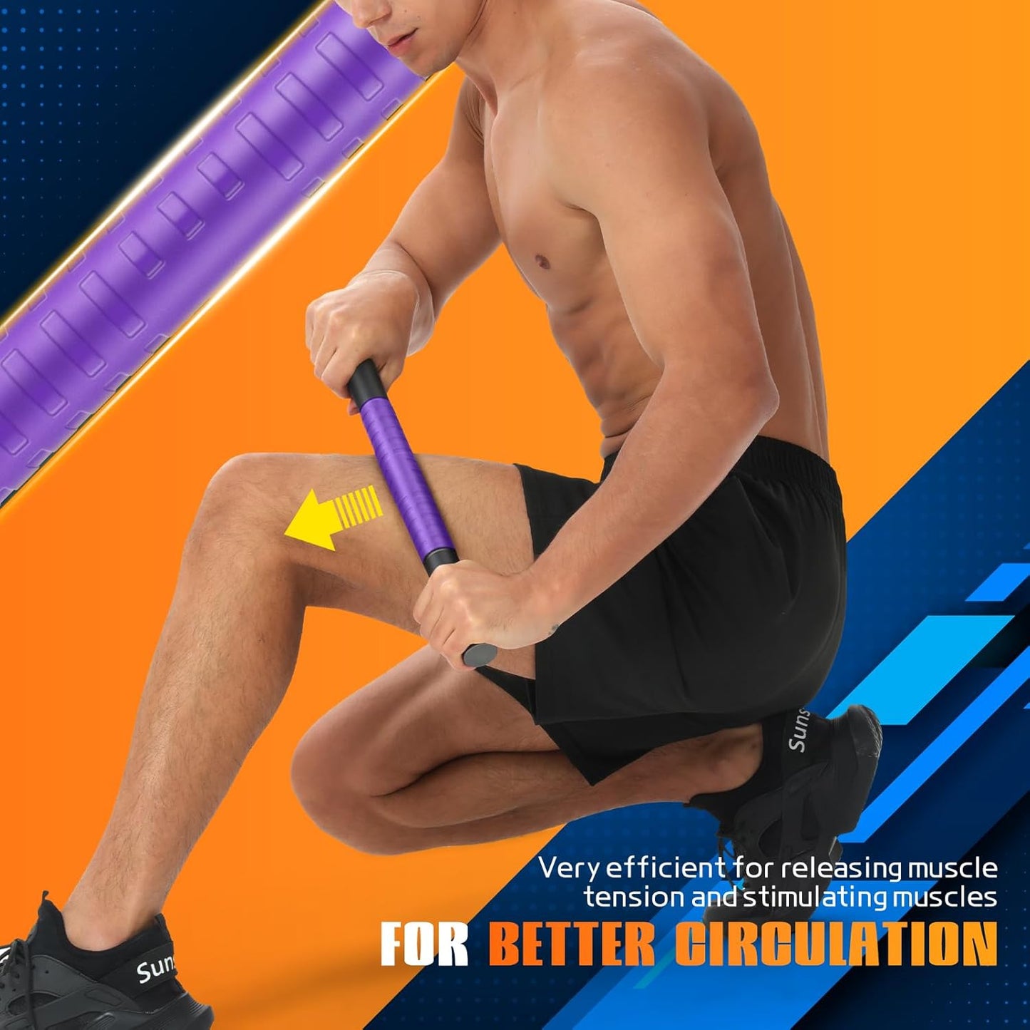 Muscle Roller Stick, Massage Roller for Muscle Deep Tissue Massage, Calf Roller for Myofascial Release, Therapy Roller Stick for Back, Legs, Arms, Waist, and Shoulders Full Body Use (Black)