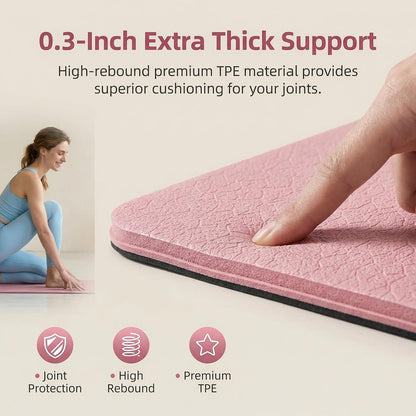 Foldable Fitness Mat, Extra Thick,Extra Long Wide Non-Slip TPE Exercise Mat for Yoga, Pilates & Home Gym Workouts(Pink)