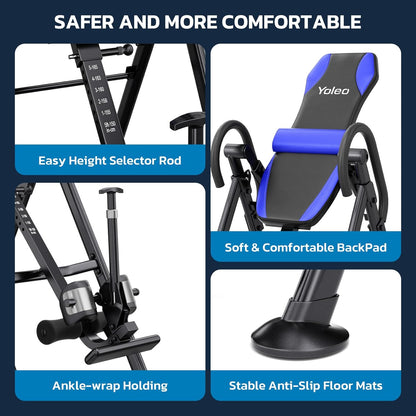YOLEO Gravity Inversion Table for Back Pain Relief 2026 New Inversion Table w/Lumbar Support Easy to Assemble Back Stretcher Machine 300 lbs