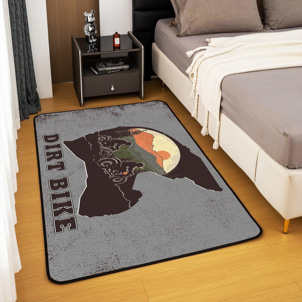 Feelyou Dirt Bike Area Rug 3x5 Kids Extreme Sports Green Honeycomb Living Room Rugs for Bedroom Boys Girls Teens Racing Motocross Rider Decorative Carpet Rug Non-Slip Motorcycle Indoor Floor Mat