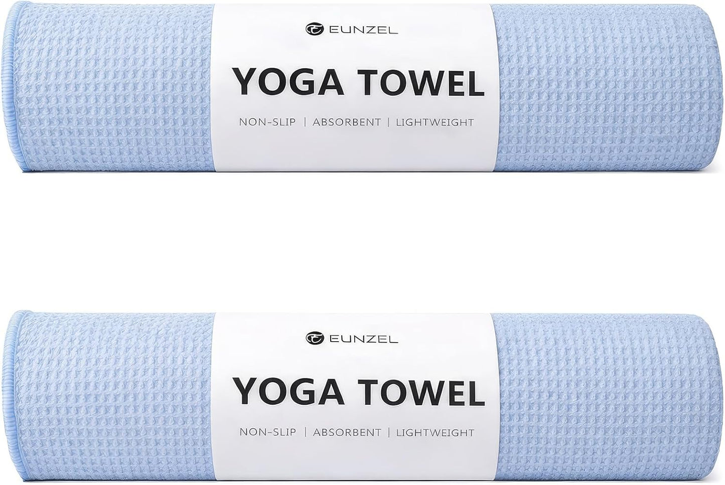 Eunzel 2 Pack Hot Yoga Towel, Non-Slip Yoga Mat Towel with Grip Dots Stickyfiber Sweat Absorbent Towel for Hot Yoga, Pilates and Workout 72" x 24", Blue