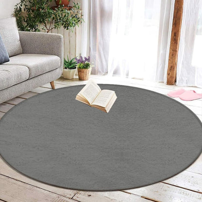 Machine Washable Modern Round Area Rug, Room Sofa Yoga Soft Round Carpet, Home Decor Non Slip Kitchen Office Circle Rug Grey, 24inch