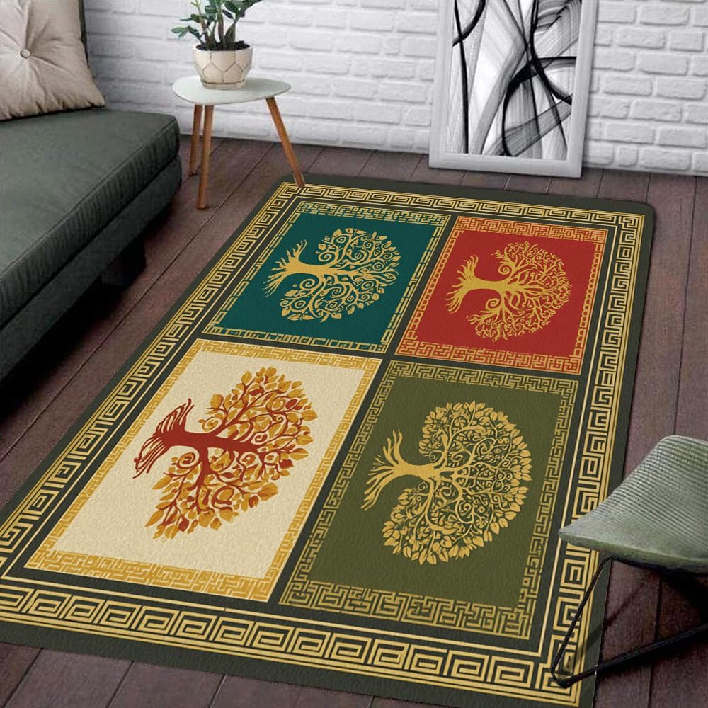 Tree of Life Area Rug – Bohemian Mandala Carpet for Living Room, Bedroom, Meditation Space, Yoga, Spiritual Home Décor – Large Soft Floor Mat for Indoor Decoration (TOL08)
