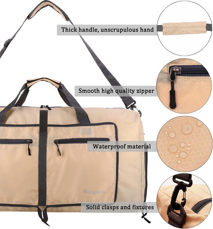 Woogwin Travel Duffel Bag Large Foldable Waterproof Overnight Bag for Beach Swim Bags Pool Sports Gym