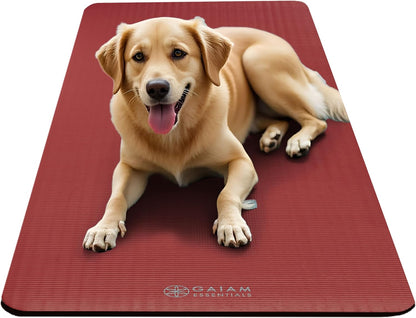 Gaiam Essentials 2/5" Thick (10mm) Yoga & Pilates, Fitness & Exercise Mat with Easy-Cinch Carrier Strap Cusion Support For Fitness and Gym Workouts