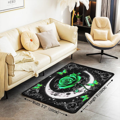 Feelyou Floral Rose Indoor Floor Mat Set,Romantic Blue Rose Rugs for Living Room Bedroom Area Rug 3x5,Boys Girls,Botanical Flower Rose Accent Rug Doormats Floor Mat for All Season