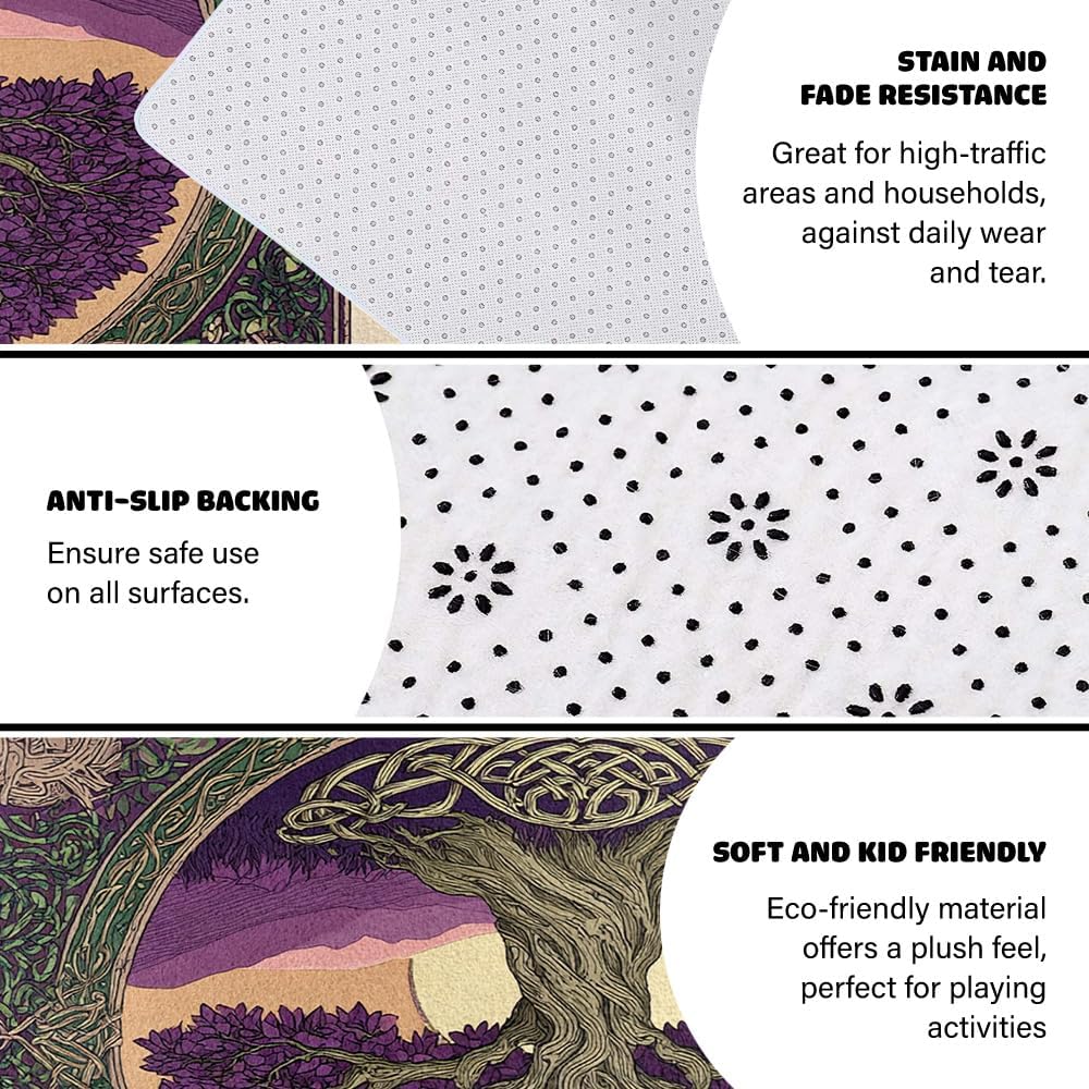 Tree of Life Area Rug – Bohemian Mandala Carpet for Living Room, Bedroom, Meditation Space, Yoga, Spiritual Home Décor – Large Soft Floor Mat for Indoor Decoration (TOL08)