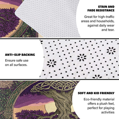 Tree of Life Area Rug – Bohemian Mandala Carpet for Living Room, Bedroom, Meditation Space, Yoga, Spiritual Home Décor – Large Soft Floor Mat for Indoor Decoration (TOL08)