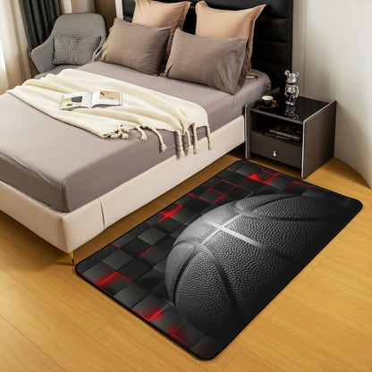 jejeloiu Basketball Living Room Rugs for Bedroom 5x7 Kids Gaming Sports Decor Carpet for Boys Girls Teens Ball Games Area Rug Soft Gift for Basketball Lover Grey and Black Room Decor
