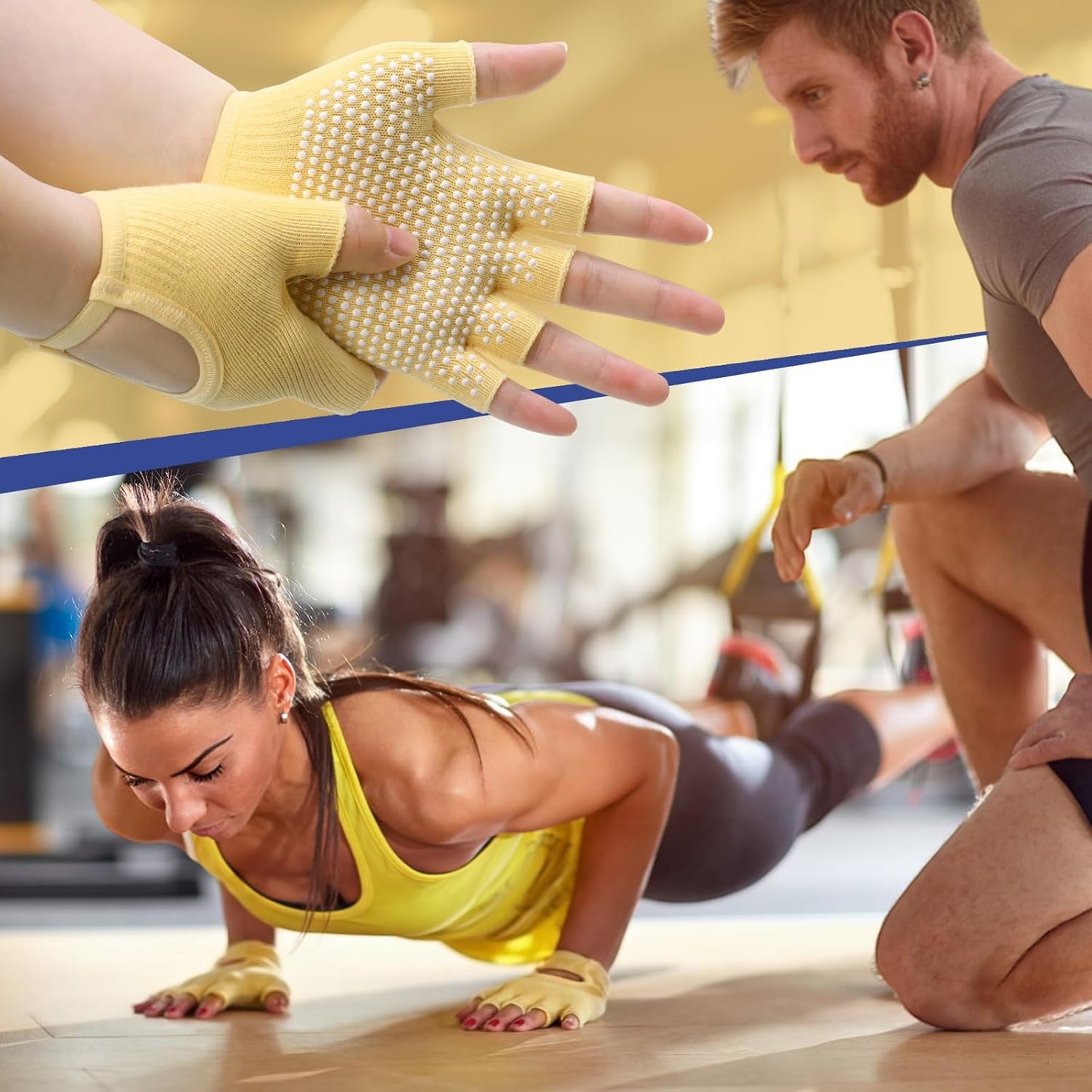 Shyyween 3 Pairs Silicone Grip Yoga Gloves Non Slip Fingerless Pilates Gym Workout Gloves for Women Men, One Size Fits Most, Comfortable and Breathable