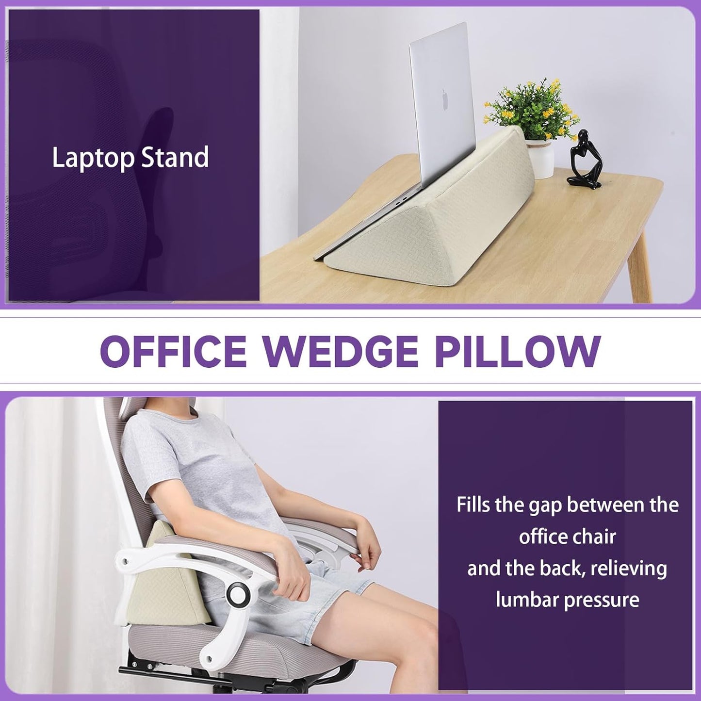 Small Wedge Pillow, Small Wedge Pillow for Sleeping, Foam Wedge for Yoga, Laptop, Memory Foam Positioning, Foam Pillow for Chair, Provide Support and Relieve Fatigue(Blue-17.7")