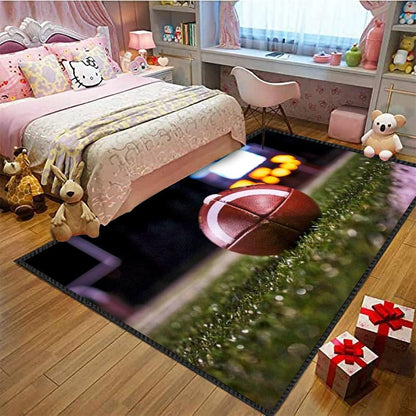 Sports Field Area Rug,5x7ft, Soccer Field Chalked Blackboard Football Stadium Board Painted Non-Slip Soft Carpet Floor Mat Indoor Living Room Bedroom Rugs Yoga Mat Home Decor