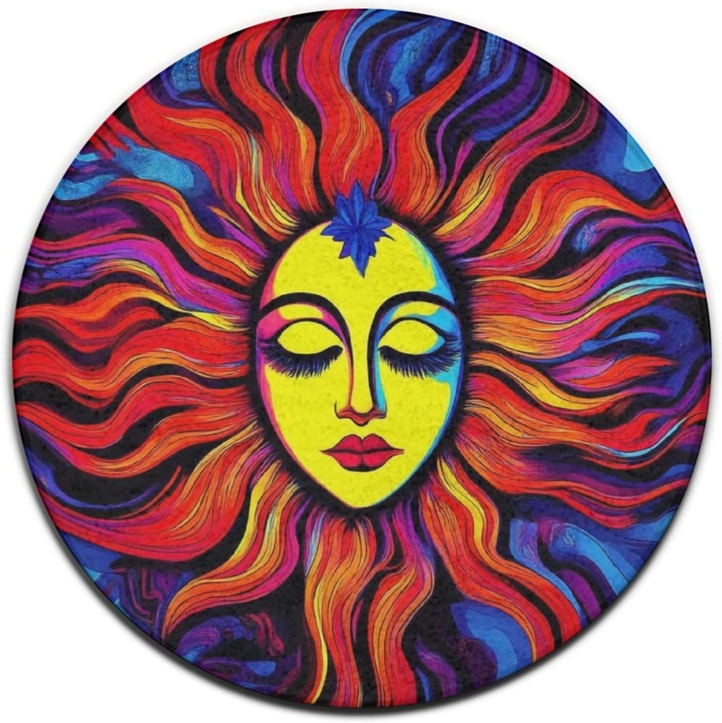 Home Decor Non Slip Kitchen Office Circle Rug, Machine Washable Modern Round Area Rug, Room Sofa Yoga Soft Round Carpet Purple Galaxy Trippy Space Astronaut Art, 36inch