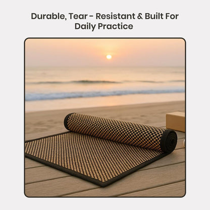 LFH Home Handmade Straw Yoga Mat For Exercise, Workout, Fitness - Perfect Heavy Quality Eco Friendly Natural Straw Reversible Yoga Mat for Men & Women - 72x24 Inch