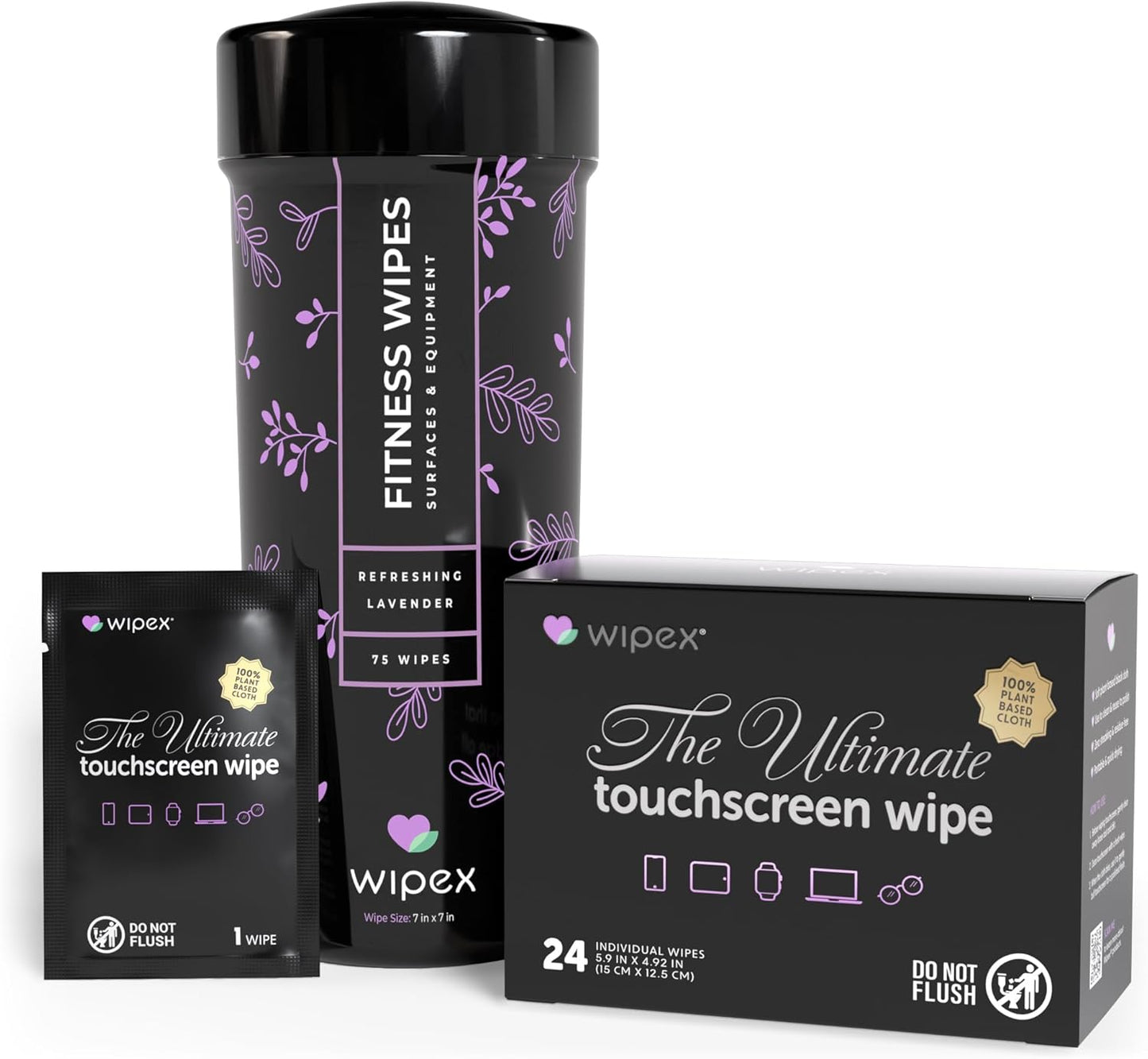Wipex Yoga Mat Cleaner & Fitness Wipes - Natural Lavender & Vinegar Gym Equipment Cleaner - 75 Gym Wipes to Clean Yoga Mats, Spinning & Peloton Bikes, Weight Machines & Surfaces