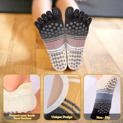 Pilates Socks with Grips for Women,Yoga Socks, Non-Slip Yoga Sock with Toe Separators, Pilates Non Slip Sock