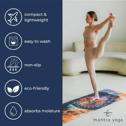 Mantra Yoga Travel PRO 1.5mm with Knee Pad - Foldable Fitness & Exercise Mat with Bag | Lightweight, Compact & Eco-Friendly | Non-Slip & Washable | For All Types of Yoga | 72" L x 24" W | 2.6 lbs