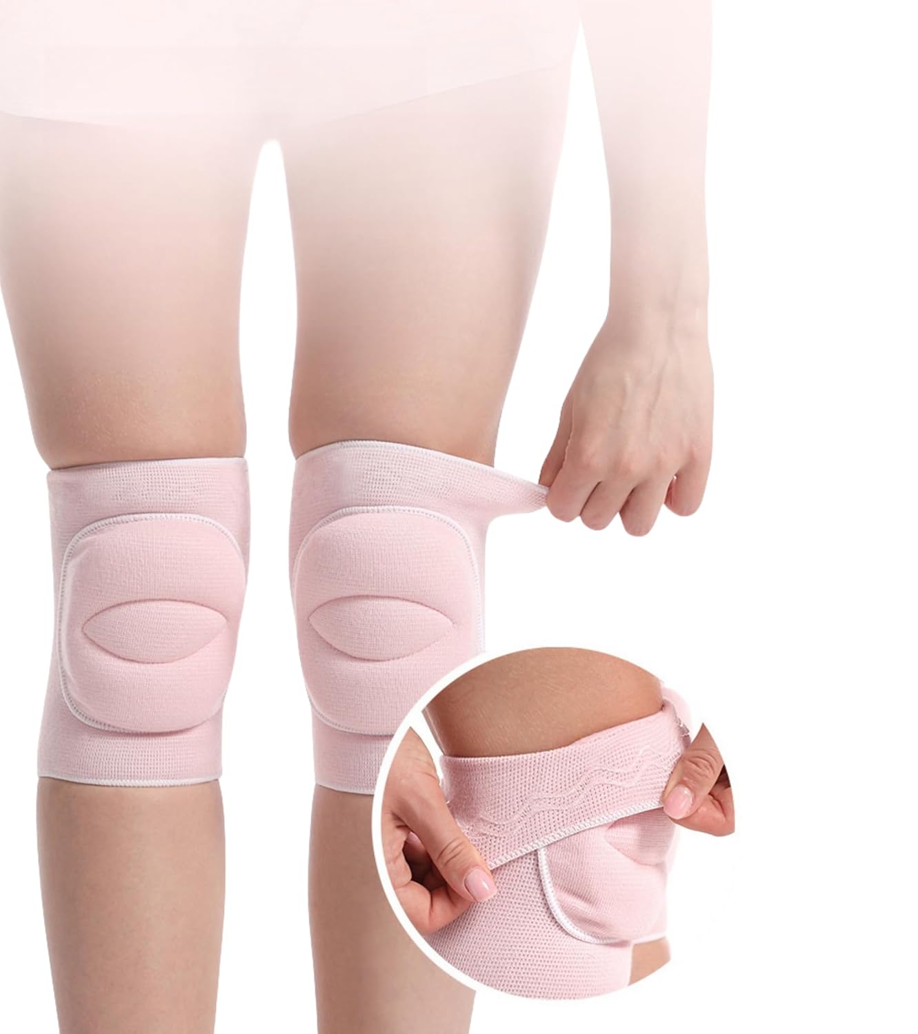 Men Women Protective Knee Pads, Anti-Slip Padded Sponge Knee Brace Knee Support for Football Volleyball Dance Skating Basketball Sports (Medium,Nude)