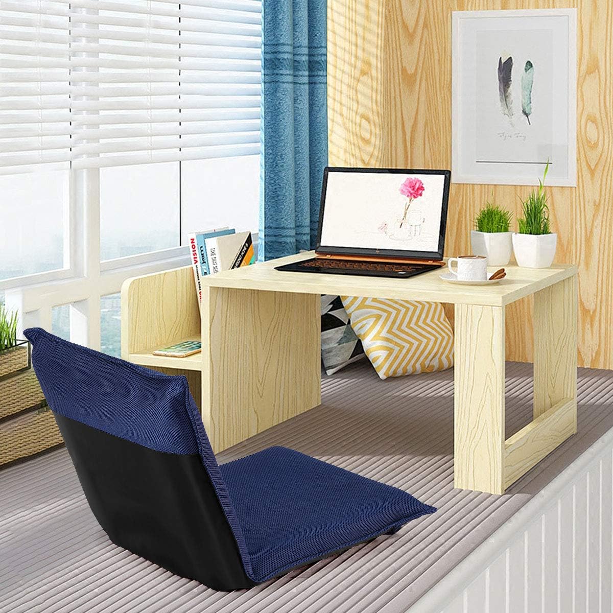 BestComfort Folding Floor Chair 6-Position Adjustable Meditation Chair Video Gaming Chair with Back Support for Reading TV Watching, Portable Floor Seat Lounge Sofa Chair for Kids Teens Adult, Coffee