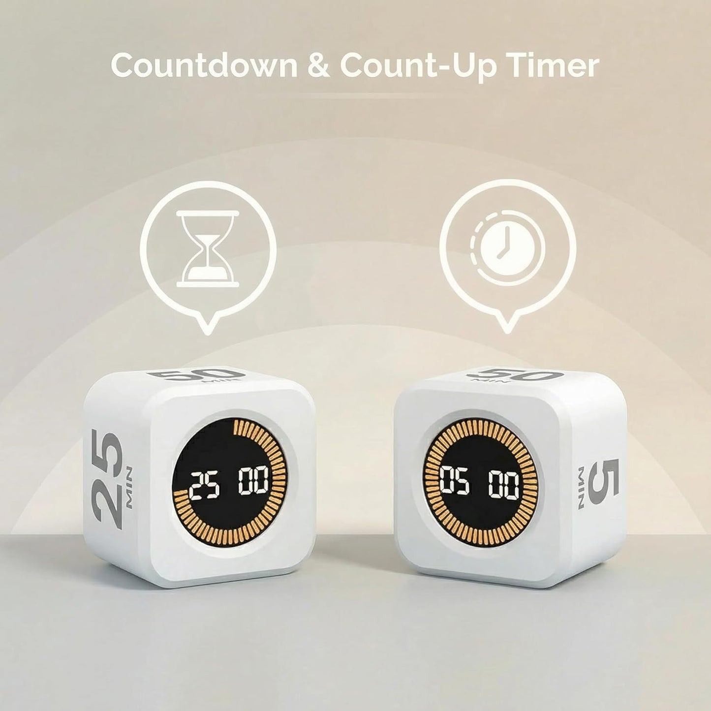 KADAMS Pomodoro Cube Timer Productivity Visual Timer - 5/10/25/50 Min Rotating Countdown (1, Green)