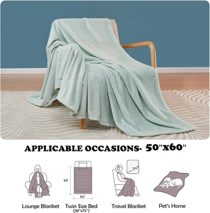 NEWCOSPLAY Super Soft Throw Blanket Light Purple Premium Silky Flannel Fleece Leaves Pattern Lightweight Bed Blanket All Season Use (Light Purple, Throw(50"x60")) - Colors B
