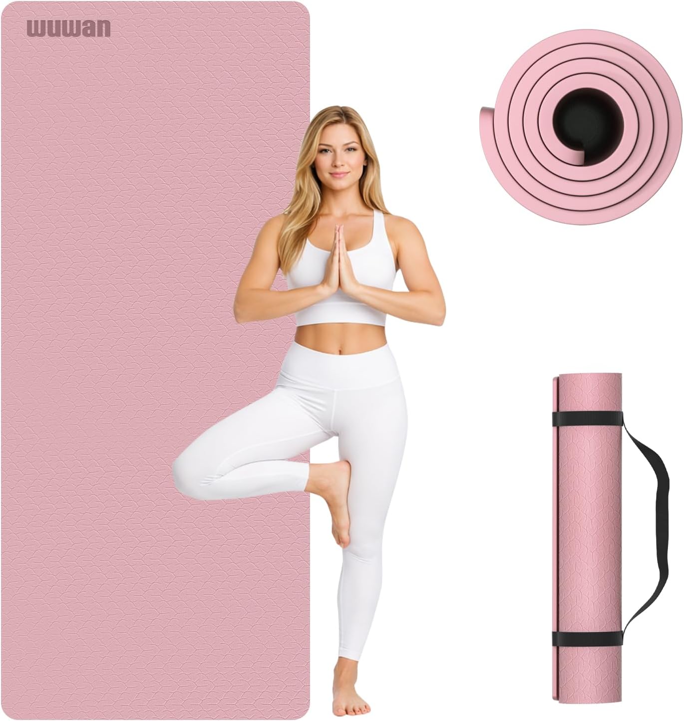 10 mm Yoga Mat 72"x26" TPE Non-Slip Exercise Mat 0.4" Thick, Easy-to-Carry Fitness Mat for Yoga, Pilates & Workout, Professional Mat, Made with Recyclable Material, Durable, Easy to Clean