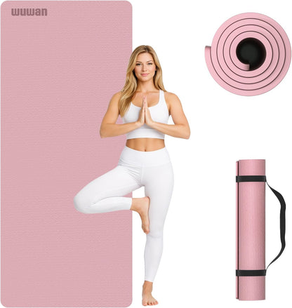 10 mm Yoga Mat 72"x26" TPE Non-Slip Exercise Mat 0.4" Thick, Easy-to-Carry Fitness Mat for Yoga, Pilates & Workout, Professional Mat, Made with Recyclable Material, Durable, Easy to Clean