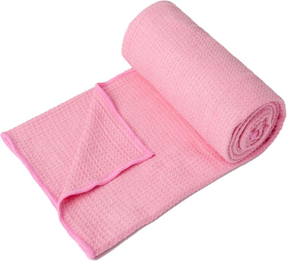 Eunzel 2 Pack Hot Yoga Towel, Non-Slip Yoga Mat Towel with Grip Dots Stickyfiber Sweat Absorbent Towel for Hot Yoga, Pilates and Workout 72" x 24", Blue
