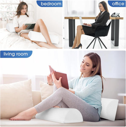TranquilRelax Knee Pillow for Back Sleeping Memory Foam Half Moon Bolster Pillow for Legs, Under Knee Support, Ankle & Foot Comfort Orthopedic Pillow for Side Sleepers (Grey, 20.4" x 8" x 4.9")