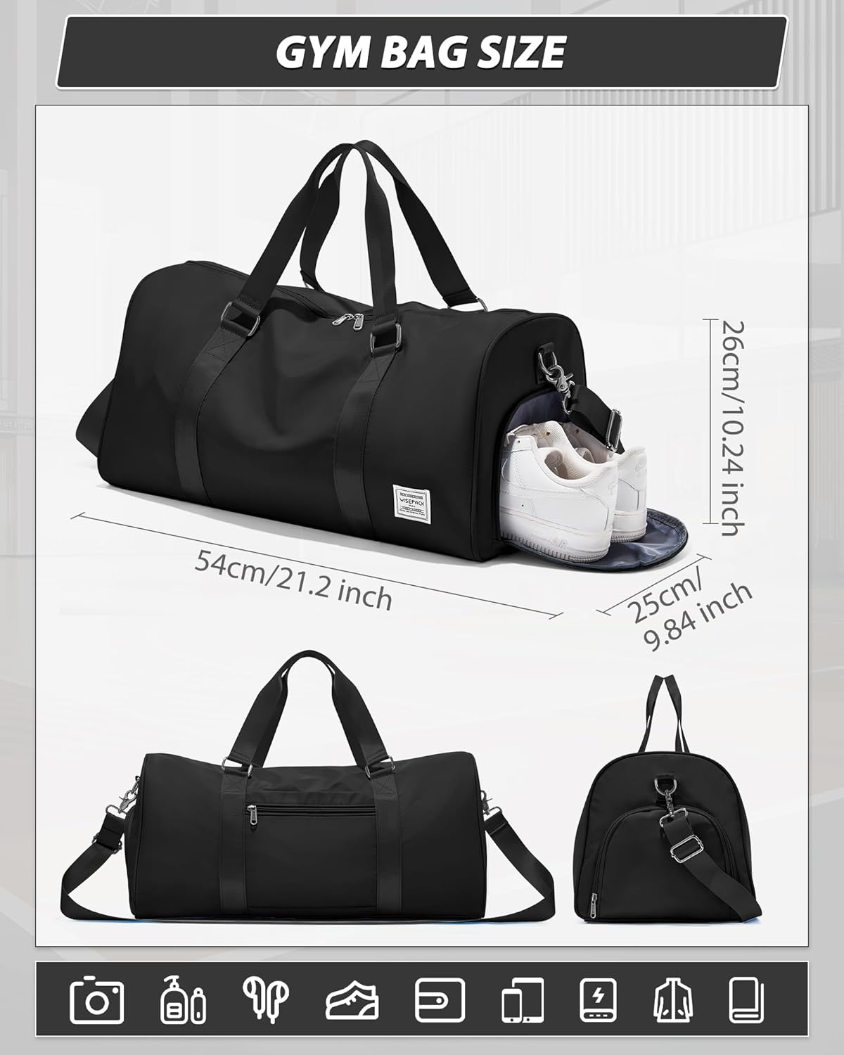 Gym Bag Womens Mens with Shoes Compartment and Wet Pocket Travel Duffel Bag for Women for Plane Sport Gym Tote Bags Swimming Yoga Waterproof Weekend Overnight Carry on Bag Hospital Holdalls - Colors C