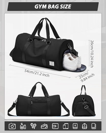 Gym Bag Womens Mens with Shoes Compartment and Wet Pocket Travel Duffel Bag for Women for Plane Sport Gym Tote Bags Swimming Yoga Waterproof Weekend Overnight Carry on Bag Hospital Holdalls - Colors C