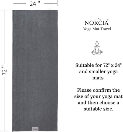 Yoga Towel, Non Slip Hot Yoga Mat Towel with Corner Pockets, Mat-Sized 24" x 72", 100% Microfiber Sweat Absorbent, Perfect for Hot Yoga, Bikram, Pilates and Yoga Mats (Purple)