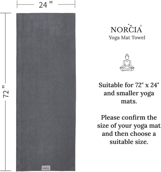 Yoga Towel, Non Slip Hot Yoga Mat Towel with Corner Pockets, Mat-Sized 24" x 72", 100% Microfiber Sweat Absorbent, Perfect for Hot Yoga, Bikram, Pilates and Yoga Mats (Purple)