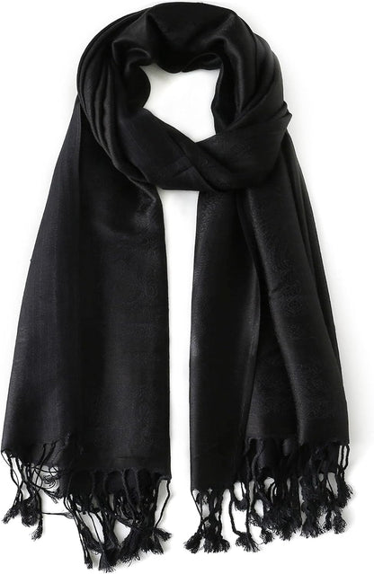Ciormis Two Tone Silky Paisley Pashmina Shawl Scarf,Soft Women's Rave Jacquard Pashminas Wrap Scarves