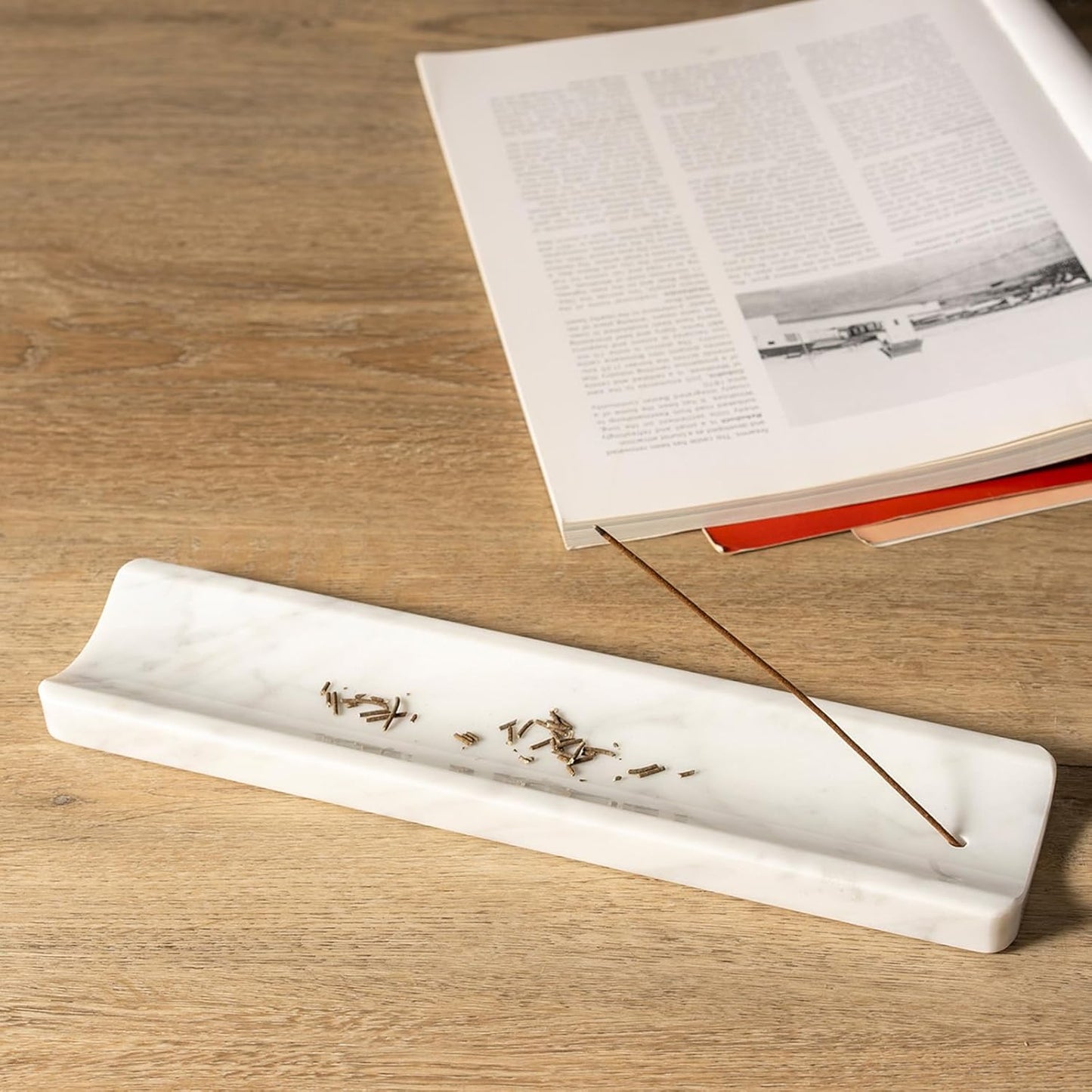 Koville Marble Incense Holder, Incense Holder for Sticks, Incense Sticks Holder Ash Catcher for Meditation Yoga SPA, Natural Stone Incense Burner, Home Table Decor (Green)
