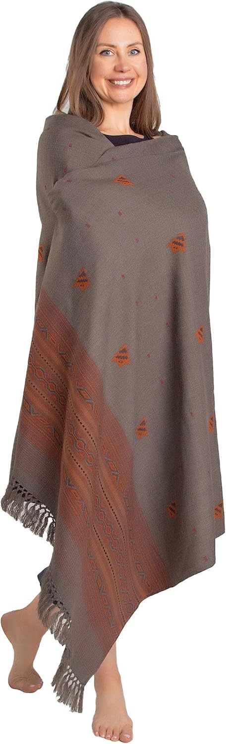 Exotic Vegan Meditation Shawl - Large Unisex Prayer Wrap, Oversize Scarf & Versatile Indian Style Blanket
