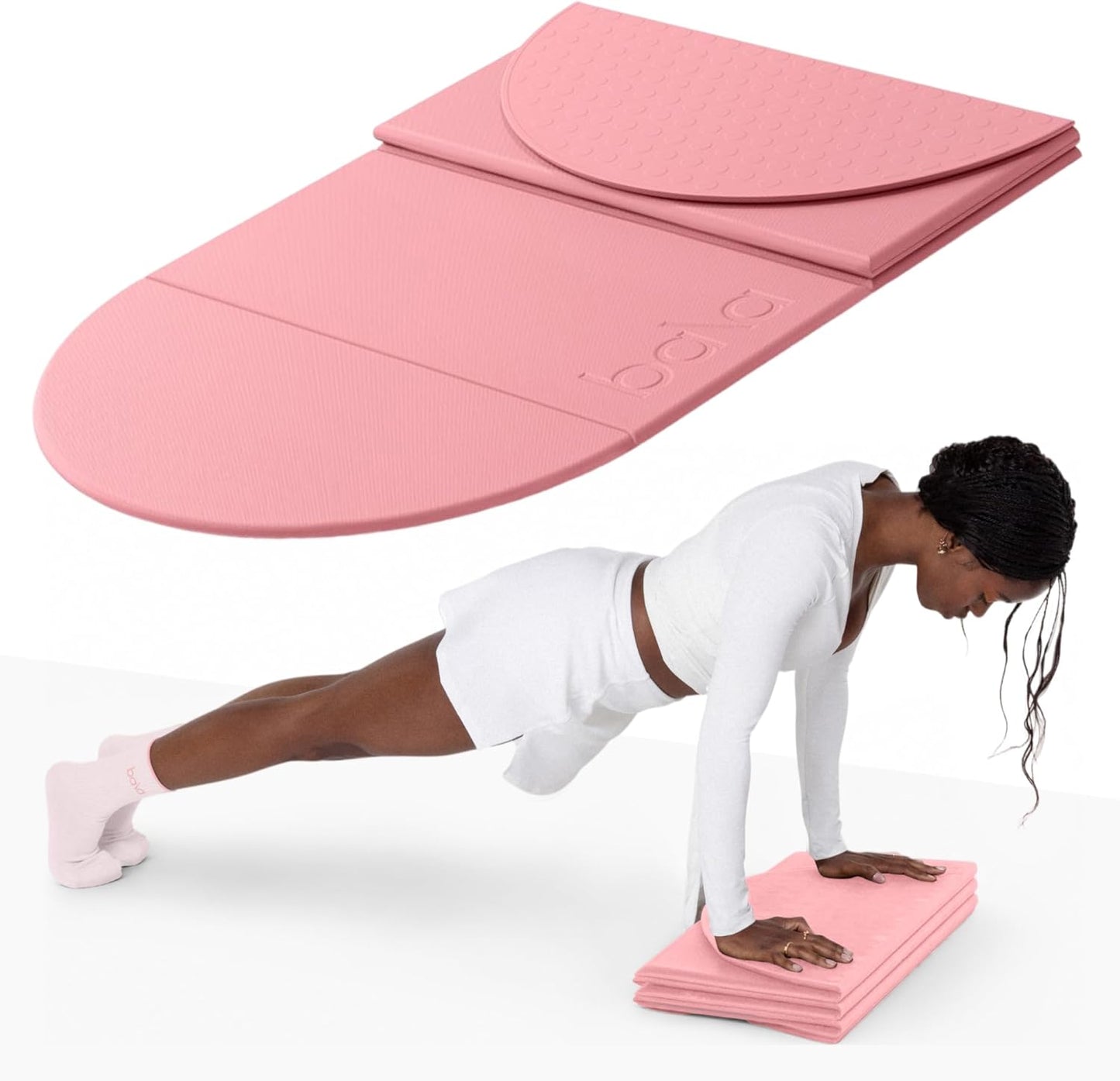 Bala Compact Workout Mat for Gym - 12MM Thick Slip-Resistant, Sweat Absorbing, & Foldable Yoga Mat for Pilates, Core Training & Exercise - Home Fitness Essentials for Women & Men - Travel-Friendly