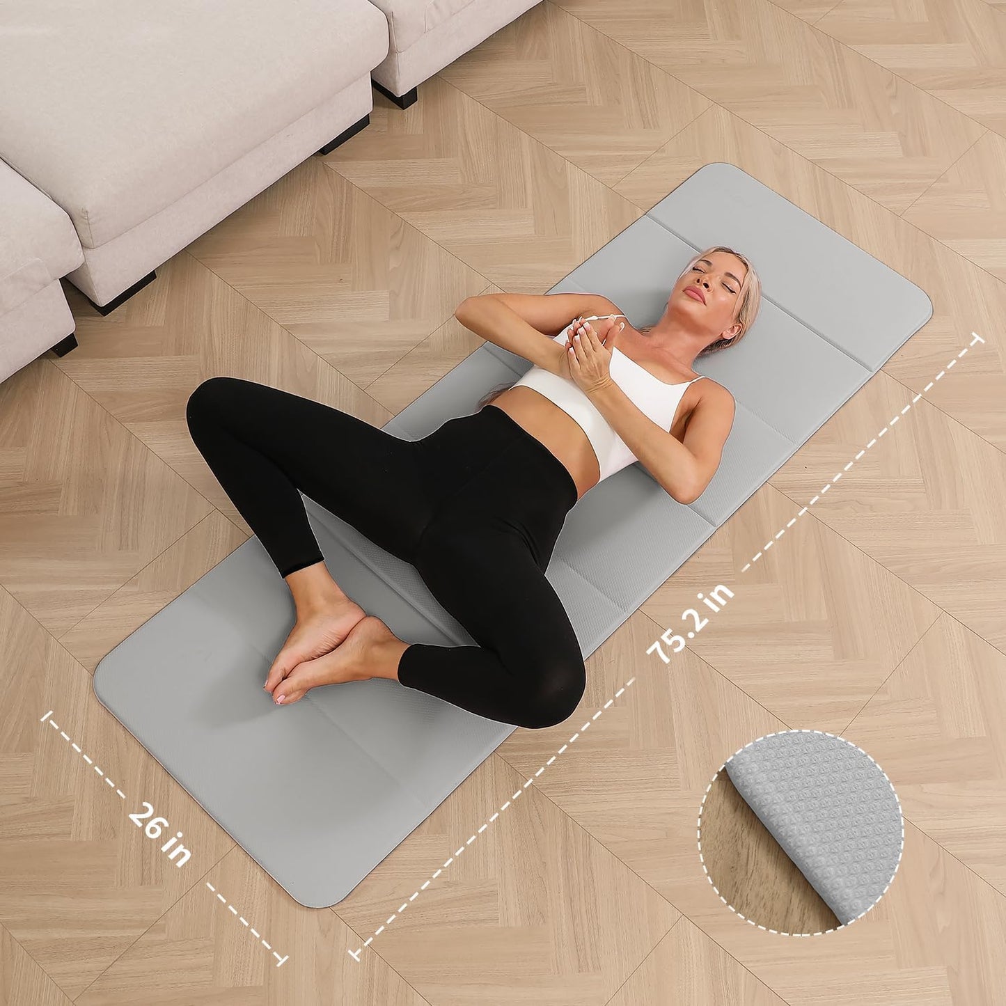 PAIDU Foldable Yoga Mat - 10mm Extra Thick, 75"26" Non-Slip Exercise Fitness Mat | SGS Eco-Certified, Portable for Yoga/Pilates/Studio/Home Workout