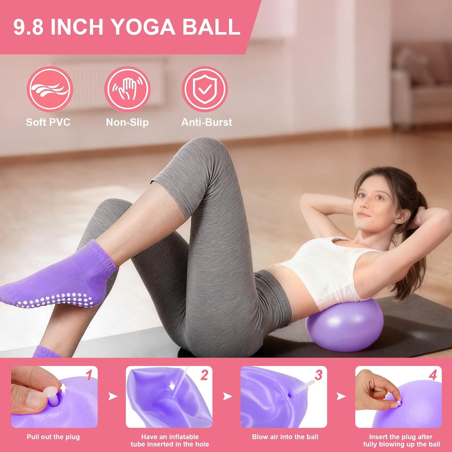 Home Pilates Kit for Women - 14 Pcs Pilates Equipment Set with Pilates Ring and Ball, 5 Resistance Bands Etc Accessories for Beginners Home Workouts - Includes Workout Guide