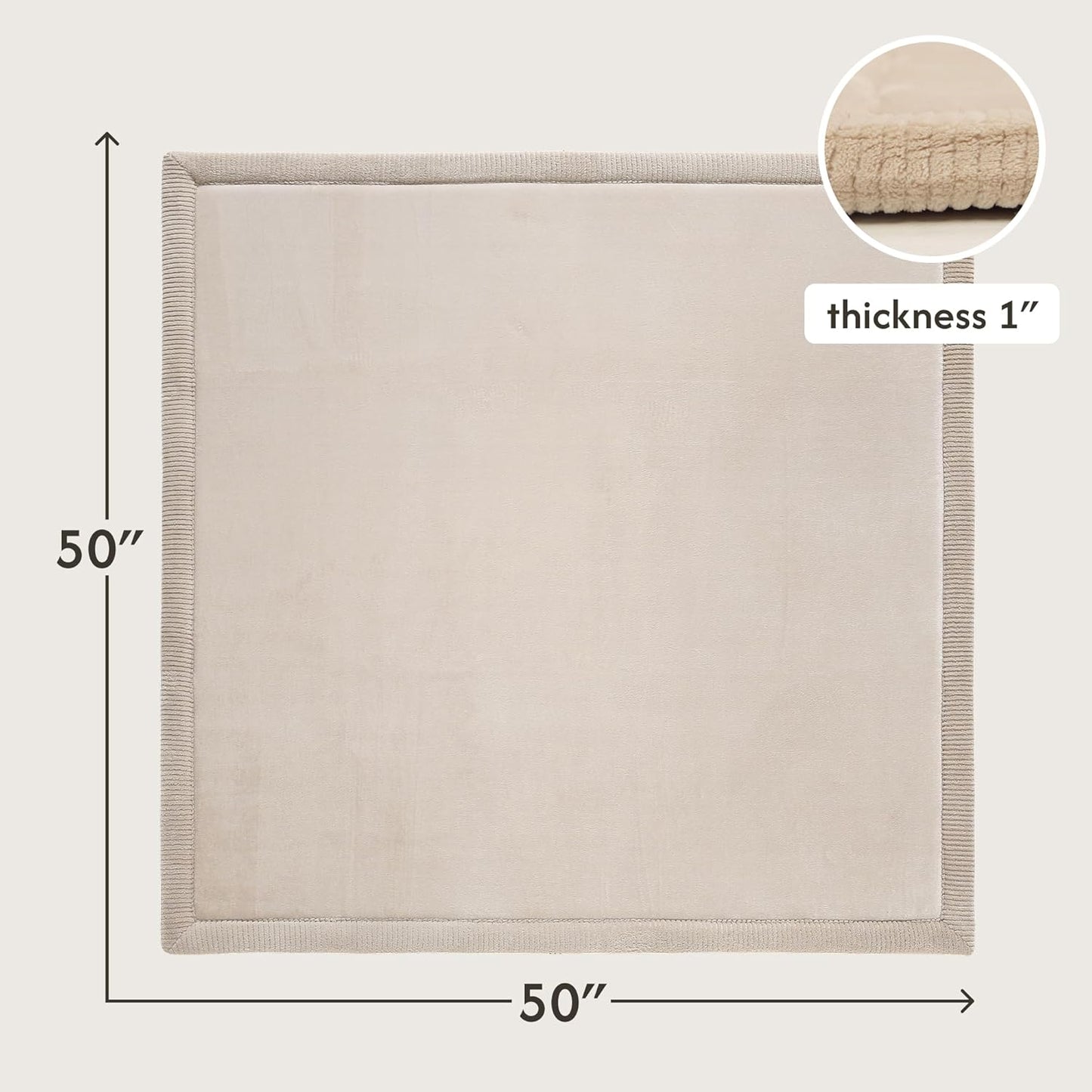 Hakuna Matte CloudSoft Mat for Floor 60" x 80" Beige – Coral Velvet Memory Foam Rug – Non-Slip, Water-Resistant