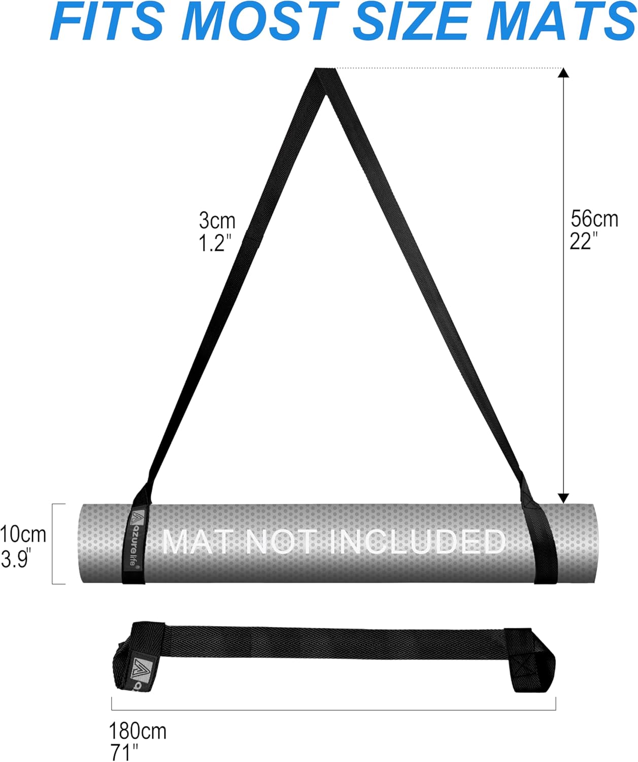 A AZURELIFE [MAT NOT Included] Yoga Mat Sling, Yoga Mat Straps for Carrying, Easy-Cinch Yoga Mat Holder Strap