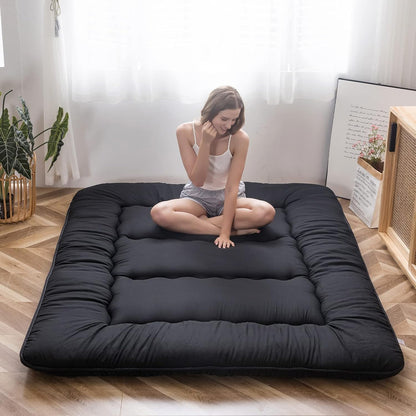 MAXYOYO Bohemian Retro Mattress Boho Floral Japanese Futon Mattress Tatami Floor Mat Foldable Portable Camping, Sleeping Pad, Lounger Couch Bed Full Size