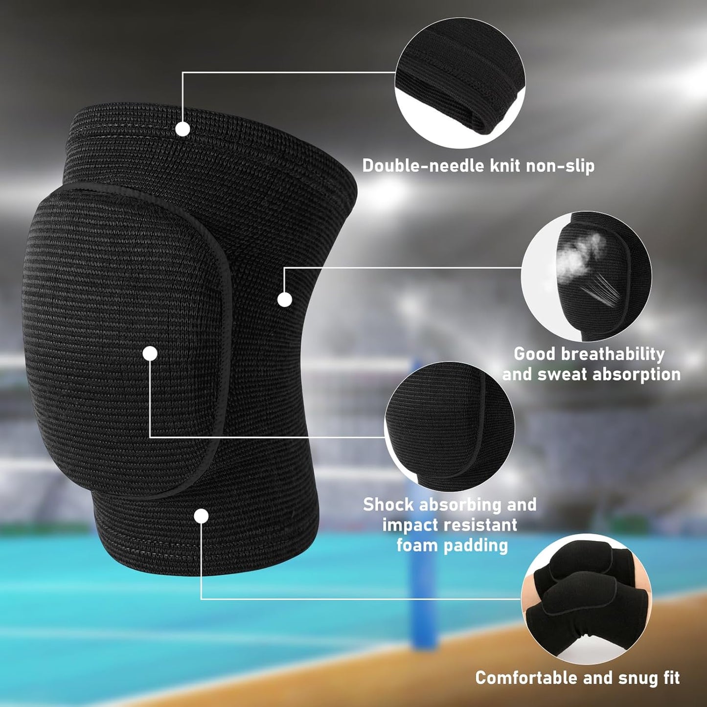 Volleyball Knee Pads, Soft Breathable Thick Sponge Youth Volleyball Knee Pads for Men Women Girls Knees Protective, Knee Pads for Volleyball Basketball Football Dance Workout Climbing etc Various Sports S (White)