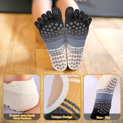 Pilates Socks with Grips for Women,Yoga Socks, Non-Slip Yoga Sock with Toe Separators, Pilates Non Slip Sock