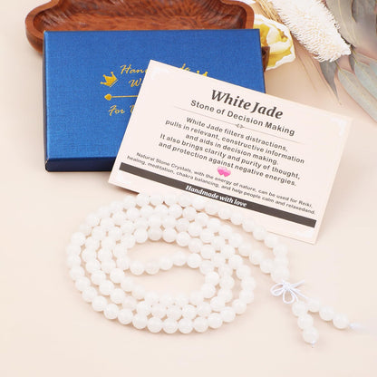 AD Beads 6mm 8mm 108 Prayer Mala Jasper Elastic Bracelet - Handmade Yoga Meditation Healing Power Energy Gifts for Unisex Adult.