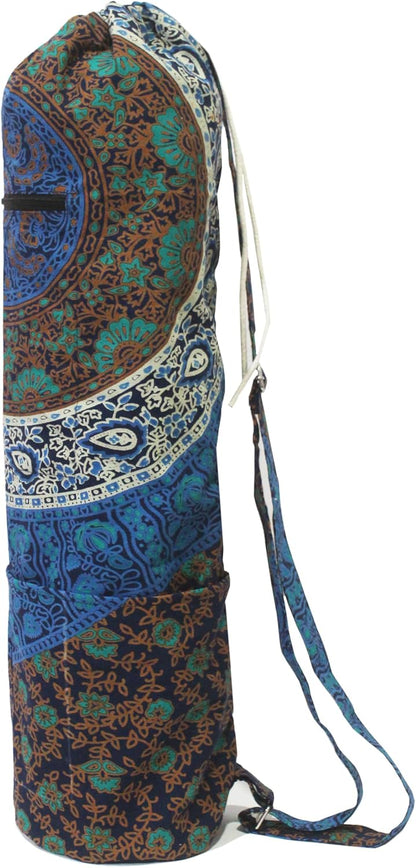 INDIAN CRAFT CASTLE ICC Yoga Mat Bag Carrier Full-Zip Exercise Yoga Mat Carry Bag for Women Men with Multi-Functional Storage Pockets and Adjustable Shoulder Strap 26X6 Inches