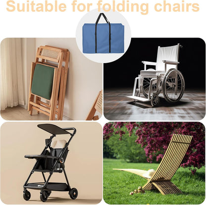 Large Outside Folding Chair Storage Bag with Zipper Handles and adjustable straps, 600D Folding Chair Carry Bag for Zero Gravity Chair Cover, Portable Folding Lounge Chair Carrying Bags (Black)