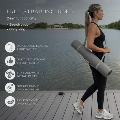 FFLLOOWW Premium Non Slip PU Yoga Mat 72.8” x 26.8” 4.5mm – Eco Friendly Natural Rubber Exercise Mat for Hot Yoga, Pilates & Home Workout with Carry Strap