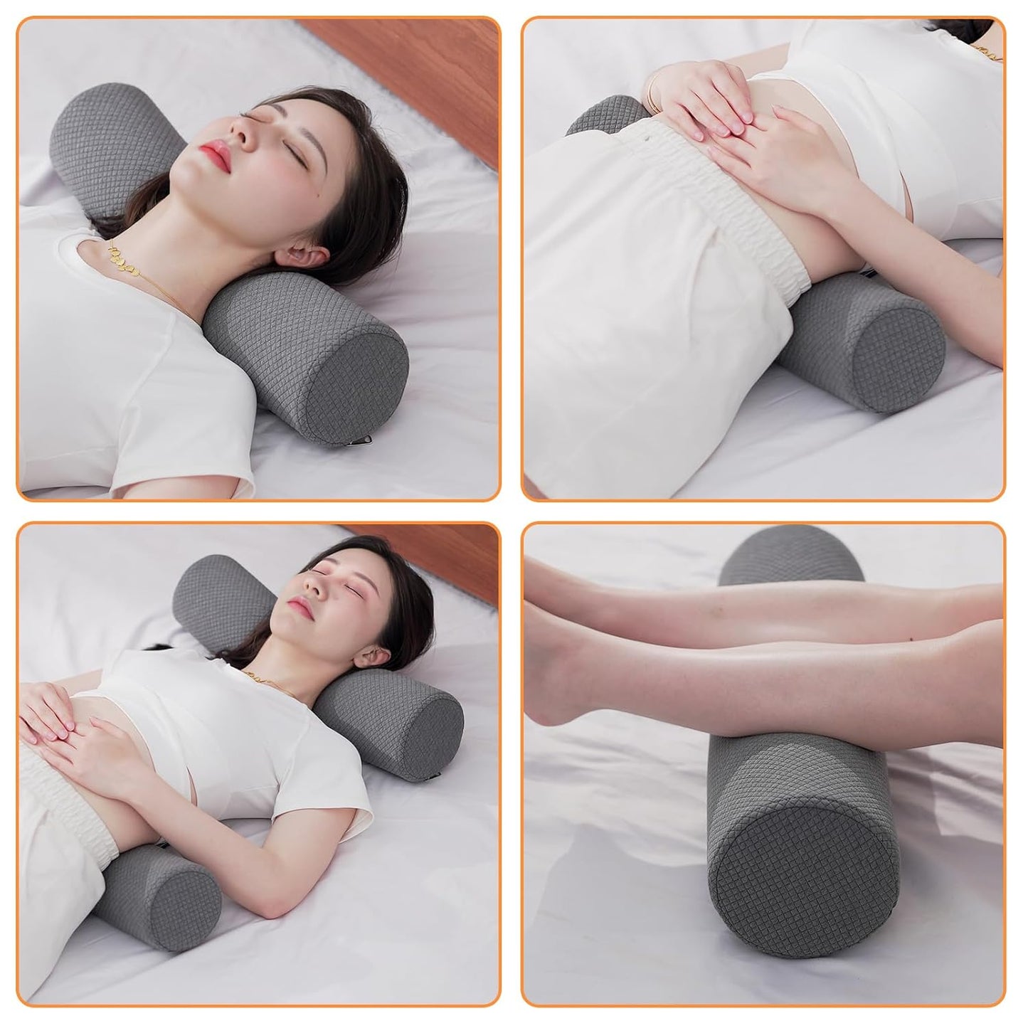 2 Pack Round Massage Table Bolster Pillow Pad, Bolster Pillow, Round Pillows, Suitable for Earthlite Massage Table (Grey, 7.8''x19.6'')